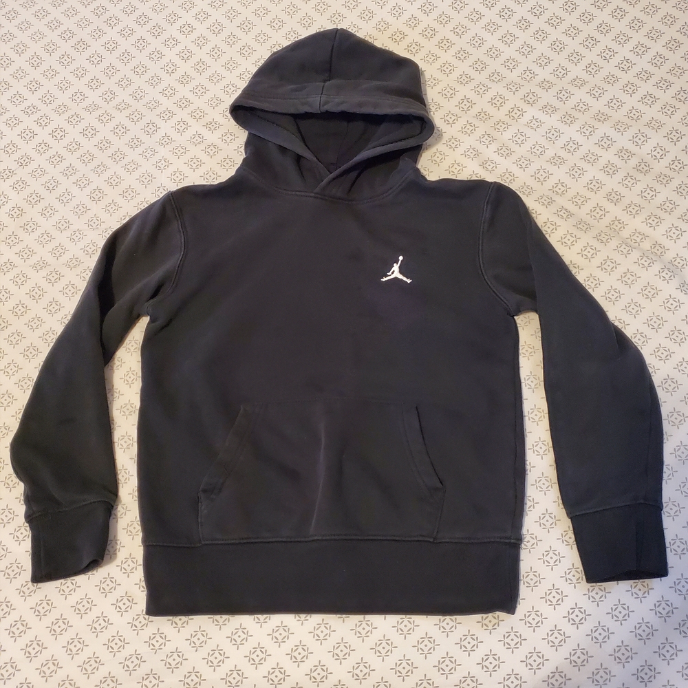 Jordan Boys Small Black Hoodie with White Logo Front Pocket